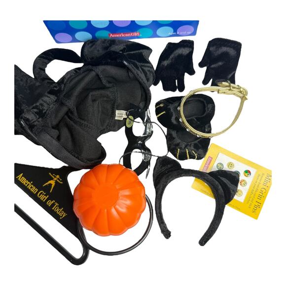 American Girl Kitty Cat Doll Costume Pleasant Company Gloves Slippers Pumpkin - Picture 4 of 14